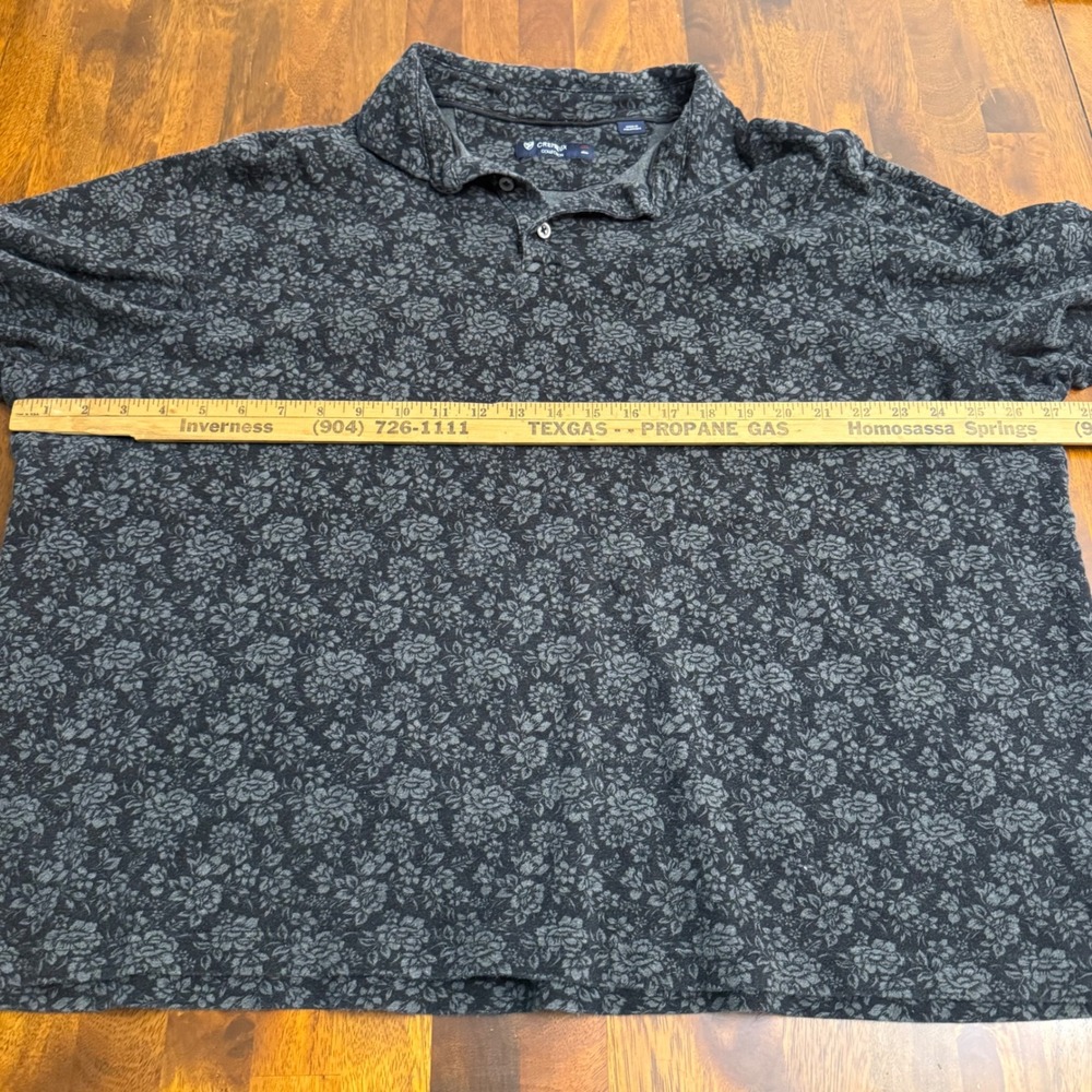 Cremieux Collection Mens‎ XXL Polo Shirt Charcoal Grey Floral Short Sleeve - Picture 6 of 9